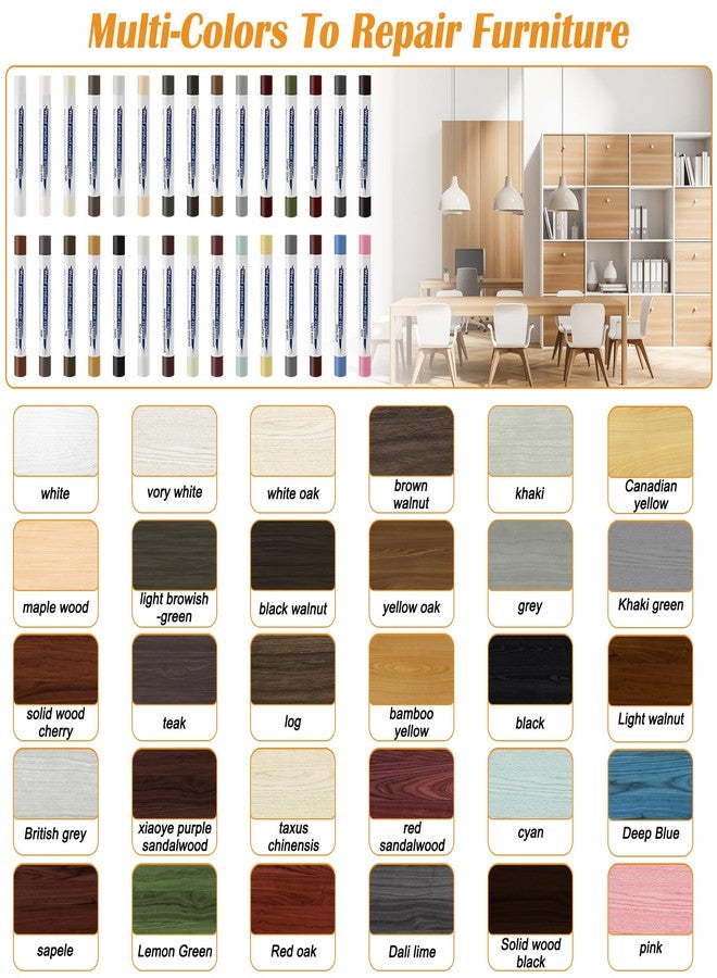 Windspeed 30+2P Wood Filler Sticks, Windspeed 30 Colos Wood Filler Putty Wax Crayons Furniture Repair Kit Putty Stick for Baseboard Cabinets Furniture Floors(with 2 Scrapers) - Image 3